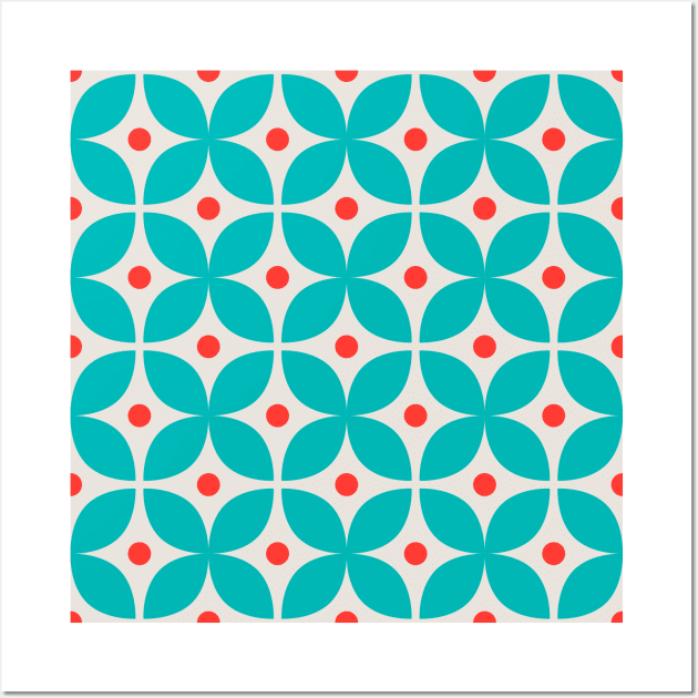 Geometric Pattern: Stylised Flower: Blue Wall Art by Red Wolf